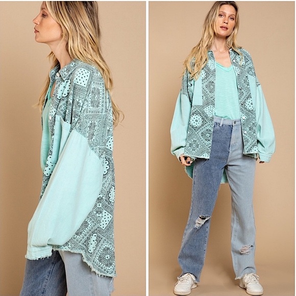 NIP POL Vintage Paisley Twill Shacket - Picture 2 of 3